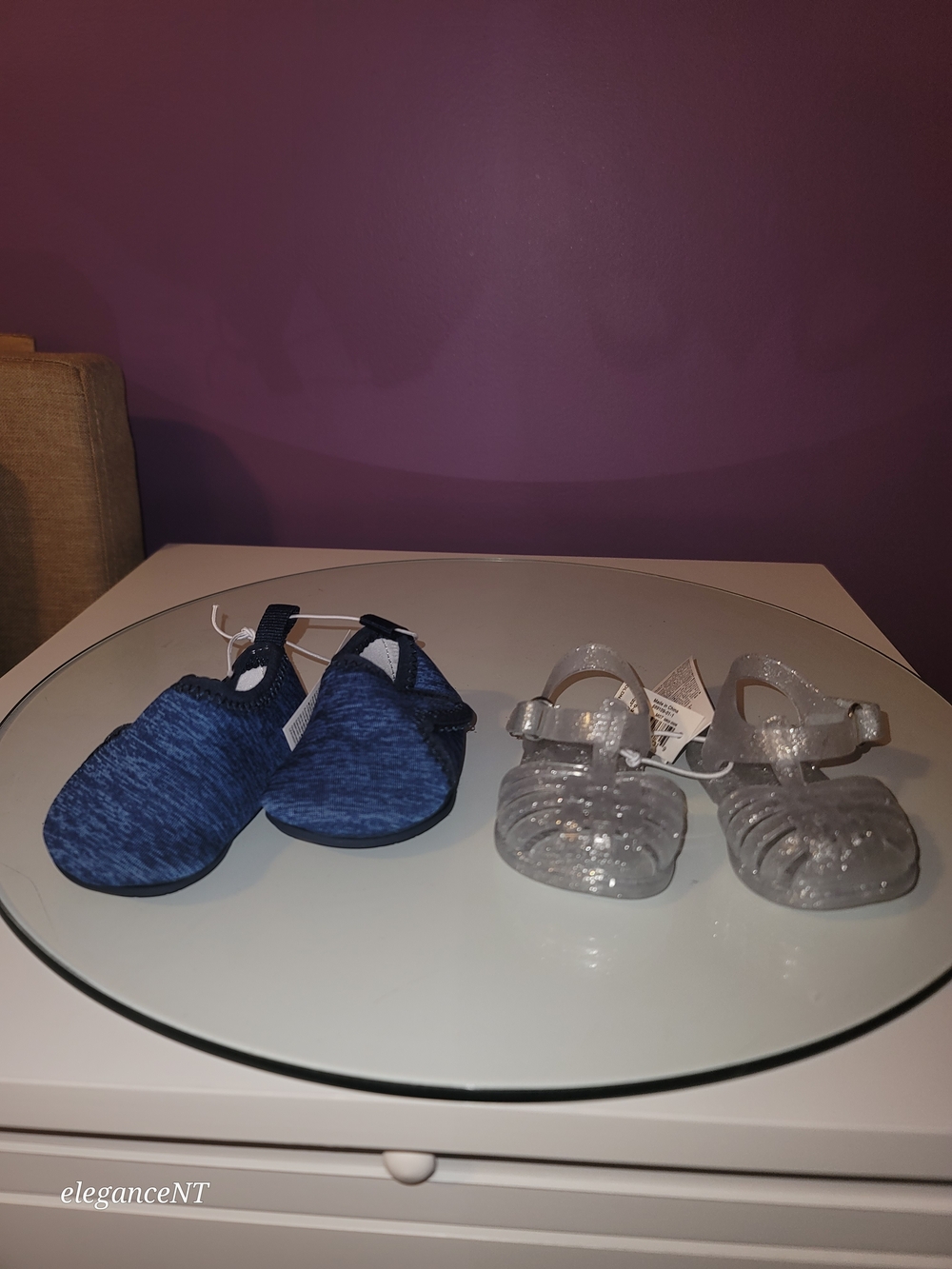 Old Navy Blue Water Shoes & Silver Glitter Jelly Sandals Sz: 0 To 3 Months NWT - Picture 2 of 9